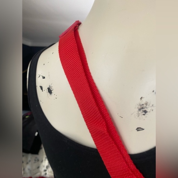 Vintage red Fanny Pack Waist Bag Genuine Patchwork Leather 6 zips 17” x 6.5” - Picture 8 of 10